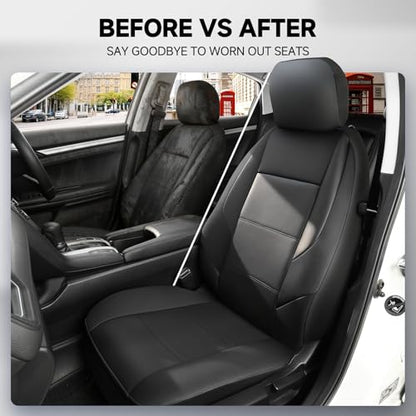 GIANT PANDA Front Car Seat Cover for Hyundai Sonata Elantra Tucson Santa Fe Accent Kona Palisade Genesis Venue Ioniq, Faux Leather Bucket Seat Covers Custom Fit Hyundai (Black+Blue) 2 Pack - color: Blue