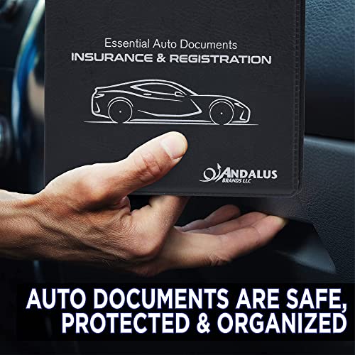 Andalus Auto Registration & Insurance Card Holder Pack of 3, Waterproof Essential Car Registration Holder with Hook & Loop Closure, Perfect for Every Vehicles Glove Boxes (Black - 5.1" X 4.6") - color: Black 3-Pack