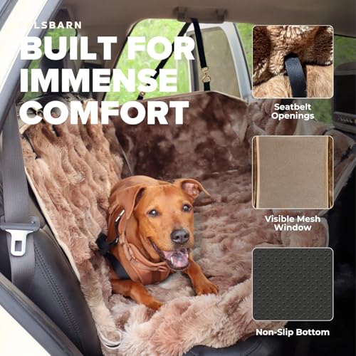 Luxurious Full Backseat Protector for Dogs with Calming Blanket - Waterproof Pet Hammock Machine Washable (Brown) - color: Brown