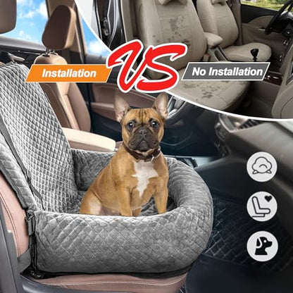 Sephyroth Dog Car Seat for Small/Medium Dogs,Dog Car Bed Washable Pet Travel Safety Seat,Super Soft Safe Removable Puppy Car Seat(Gray) - color: Gray, size: Small