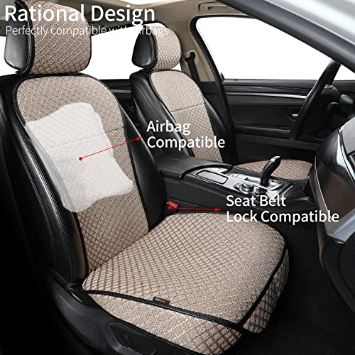 Breathable Car Seat Cover,Luxury Front Seat Cover,Durable and Non Slip,Polyester Silk Material, Universal Car Seat Cushion,Suitable for All Seasons,Airbag Compatible (Beige，1PC) - color: Beige-Front-1pc