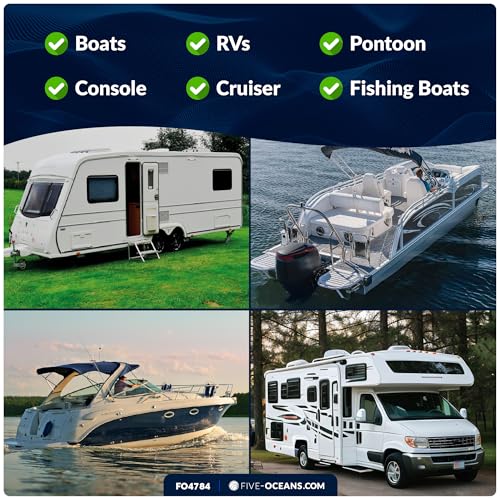 Five Oceans Boat Storage Organizer and Drink Caddy,Suction Cup Drink Holder w/Drainage Holes, Console Organizer w/Knife, Pliers, and 16 Lure Holders, Heavy-Duty ABS Plastic - FO4784