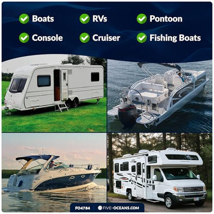 Five Oceans Boat Storage Organizer and Drink Caddy,Suction Cup Drink Holder w/Drainage Holes, Console Organizer w/Knife, Pliers, and 16 Lure Holders, Heavy-Duty ABS Plastic - FO4784