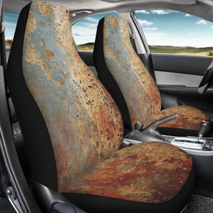 Pehede Car Seat Cover Rusty Iron Front for Cars, Easy to Install Cover Set, Accessories Auto Trucks Van SUV,2 Packs - color: Multi32