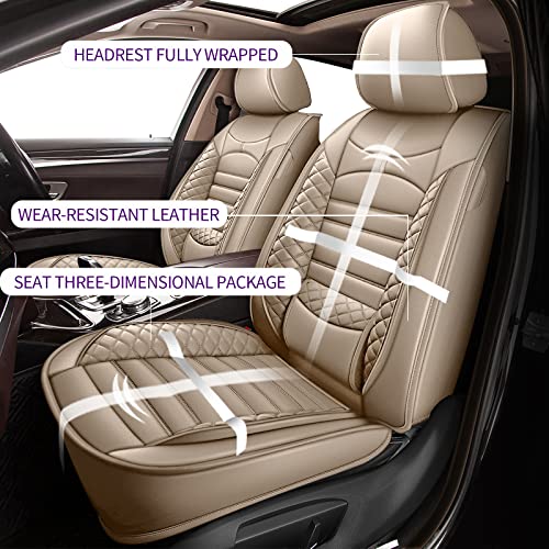 Car Seat Covers for Nissan Rogue Sport 2017-2022, Full Set 5 Seats Faux Leather Seat Cover Car Cushion Protector Compatible Airbag (5 Seat Full Set, Bgeige)