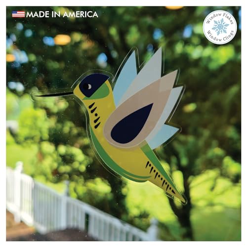 11-Pack Illustrated Hummingbird Window Clings for Glass and Doors | Window Decals Preventing Birds Strikes | Anti Collision Sticker Decor | Decorative Bird Decals | Reusable. Made in America. - size: 11 Count Illustrated Hummingbirds