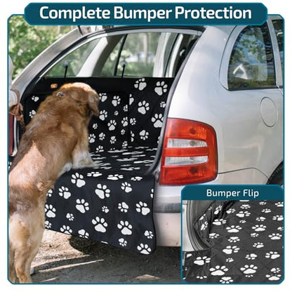 SUV Cargo Liner for Dogs with Side Flaps, Large (54" x 93") Water Resistant Trunk Cover, Non-Slip Pet Area Protector with Bumper Flap, Universal Fit for SUVs Sedans Vans, Paw Print