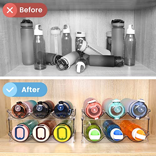Water Bottle Organizer for Cabinet, 4 Pack Water Bottle Organization and Storage Shelf, Plastic Water Bottle Holder Rack for Fridge, Kitchen, Desktop - size: 4 Pack