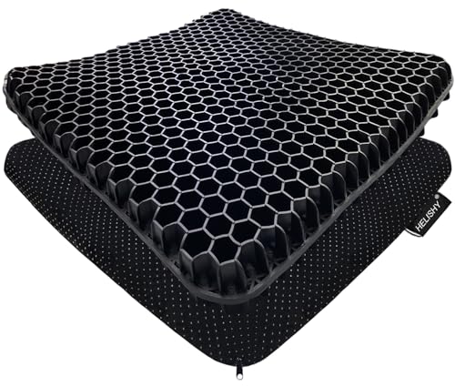 Gel Seat Cushion for Long Sitting Pressure Relief - Non-Slip Gel Chair Cushions for Back, Sciatica, Tailbone Pain Relief - Seat Cushion for Office Desk Chair, Car Seat – Wheelchair Cushions - color: Black, size: Standard - 16.5x14.5x1.65 inches