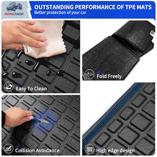Rongtaod Cargo Mat Compatible with 2016-2025 2026 Honda Pilot Trunk Mat Cargo Liner Trunk Liner TPE All Weather Back Seat Cover Protector 2024 Pilot Accessories (Trunk Mat with Backrest Mat) - color: 16-26 Trunk Mat with Backrest Mat