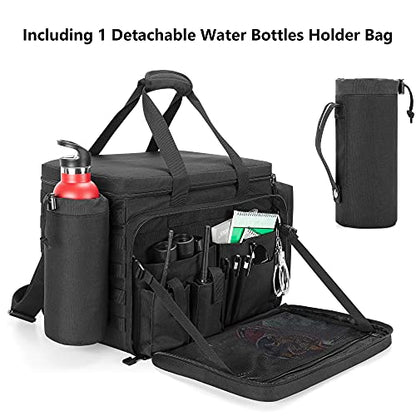 Trunab Patrol Bag Law Enforcement, Police Duty Bag, Car Front Seat Organizer Compatible with 15.6” Laptop, Multiple Compartment, Molle Webbing, Removable Strap, Detachable Kettle Bag