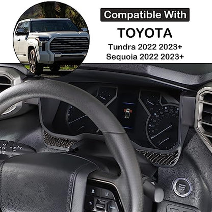 Aunginsy Car Center Control Dashboard Decorative Stickers Compatible with Toyota Tundra/Sequoia 2022-2024 Real Carbon Fiber Center Console Dashboard Panel Protection Cover Trim Stickers Accessories - size: Dashboard Trim Sticker
