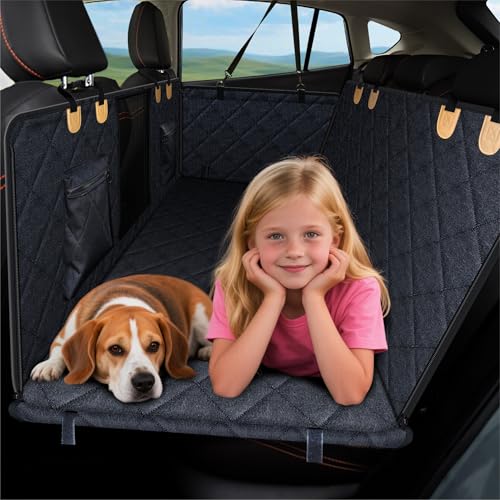 Dog Car Seat Cover for Back Seat, Waterproof Dog Seat Cover for Back Seat, Hard Bottom Back Seat Pet Cover for Dogs, Large-Space Hammock for Car Truck SUV, Pet Seat Cover Holds 450lbs(Black) - color: black, size: XL - For Full-size Crewcab Trucks & Full-s