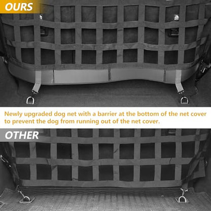 Dog Car Net Barrier Pet Barrier for 2007-2025 Jeep Wrangler JK JL 4 Door Accessories Safely with Children & Pet Trunk Cargo Isolation Liner Divider