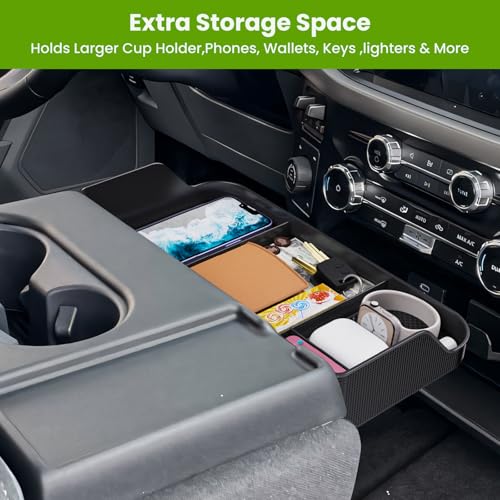 Front Center Console Organzier Headrest Tray Compatible with 2011-2025 2026 Ford F150 F250 F350 F450 F550 F650, Jump Seat Storage Container Box Armrest Table Desk Insert Accessories (Jump Seat Only) - style: Organizer