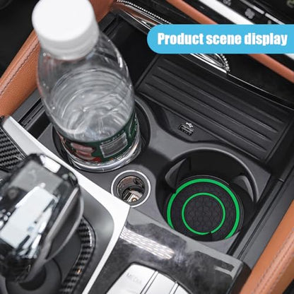 2PCS Car Cup Holder Coasters, 2.75 Inch Auto Non-Slip Anti Dust Cup Mats, Console Cup Holder Insert Coaster Auto Insulated Mats, Universal Interior Accessories for Most Cars (Green) - color: Green