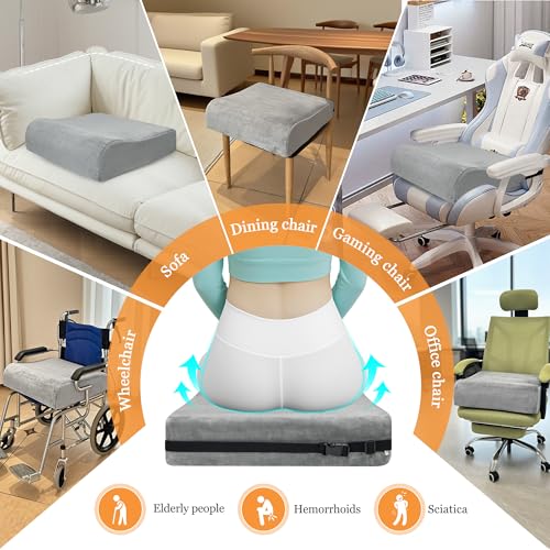 Adult Seat Booster Chair Lift Cushions for Elderly, Office Extra Thick Large Cushion to Raise Height, Heavy People Seniors Wheel Chair Pad, Back Tailbone Sciatica Pressure Relief Foam