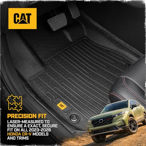 CAT® JustFit™ 3D Custom Fit Floor Mats for Honda CRV 2023, 2024, 2025, 2026 - Heavy Duty Floor Liner Protection Laser Measured, Honda CRV Accessories Car Floor Liners - style: Honda CRV (2023-2026)