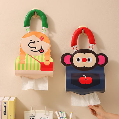 Car Tissue Holder – Cute Cartoon Hanging Paper Towel Dispenser with Soft Handle, Waterproof & Reusable for Car, Bathroom, Kitchen (Monkey) - color: Monkey