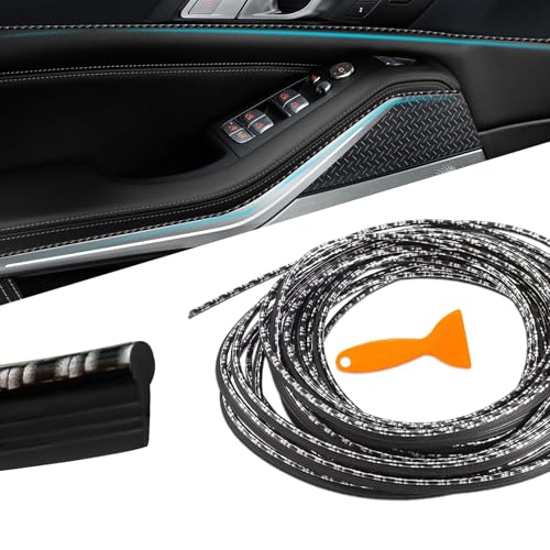 Car Interior Moulding Trim Strips, 33Ft/10M Universal Electroplating Decoration Filler Insert Strips, Styling Dashboard DIY Flexible Strip, Car Interior Trim Accessories with Installing Tool (Carbon) - color: Carbon fiber