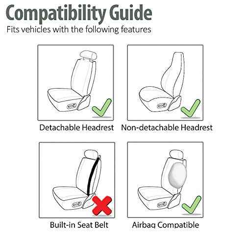 FH Group Front Set Cloth Car Seat Covers for Bucket Seats, 1-Piece Seat Cover, Universal Fit, Airbag Compatible, SUV, Van Seat Covers, Gray - color: Gray, style: Front Set