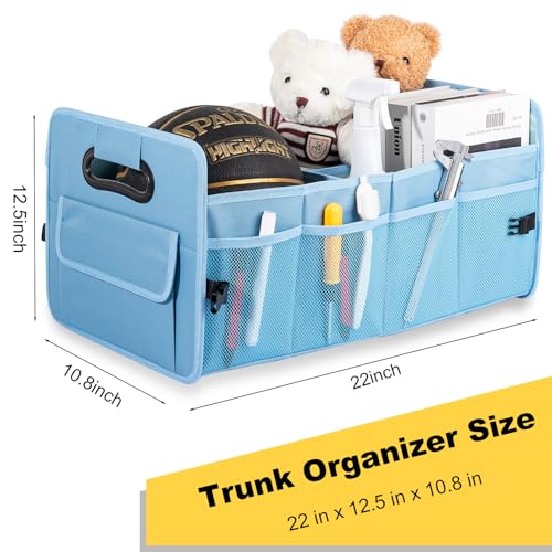 Car Trunk Organizer, Car Organizers and Storage Collapsible Multi Compartment Container Box, Adjustable Car Accessories for SUV Sedan Truck, Standard Size, Light Blue - color: Light Blue, size: Standard