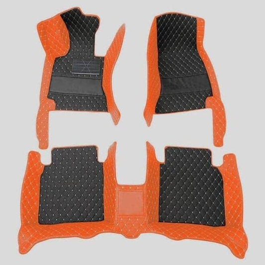 Custom All-Weather Protection Luxury Leather Floor Mats for Cars SUVs Trucks According Anti-Slip Leather Floor mats ﻿ (22,Orange and Black Beige) - color: 22,Orange and Black Beige