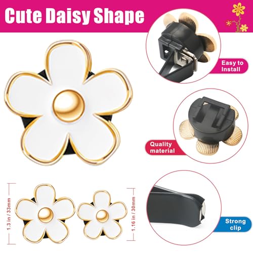 6 Pcs White Daisy Flower Air Freshener Outlet Clip Cars Conditioning Perfume Clips Charm Car Interior Decor Accessories for Women Girls Mothers Gifts for Mom Wife