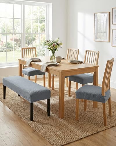 CRFATOP Jacquard Dining Room Chairs Seat Covers Set of 4 with Soft Bench Chair Cover Stretch Kitchen Chair Slipcover Washable Seat Cushion Slipcover Protector for Hotel Ceremony Banquet Wedding,B22 - color: Jacquard B22
