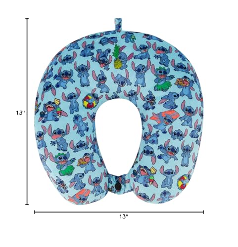 Disney Stitch Kids Travel Neck Pillow for Airplane, Car and Office Comfortable and Breathable, Blue