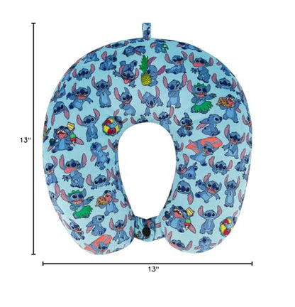 Disney Stitch Kids Travel Neck Pillow for Airplane, Car and Office Comfortable and Breathable, Blue