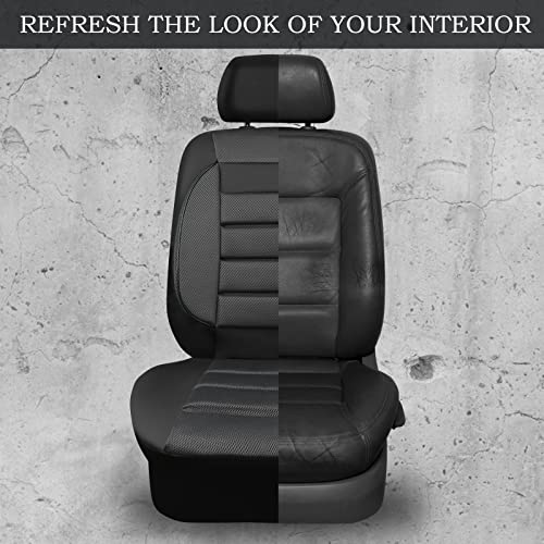 CAR PASS Leather 3D Foam Back Support Car Seat Covers Full Set Air Mesh Automotive Seat Covers, All Season Car Seat Cover Fit Automotive,SUV,Sedan,Van, Airbag Compatible Elegance (Black Charcoal Gray) - color: Black Charcoal