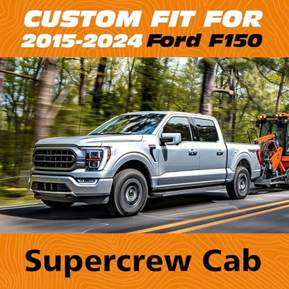 F150 Seat Covers Full Set, Faux Leather Truck Seat Covers Diamond Quilted Custom Fit for 2009-2026 F-150 SuperCrew & 2017-2026 F250 F350 F450 Crew Cab XL XLT Lariat King Ranch (Black & Gray) - color: Black & Gray, size: Front & Rear