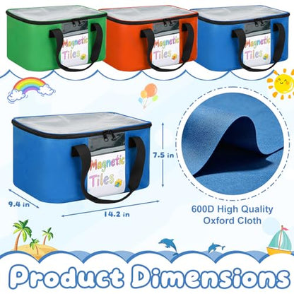 3 PCS Magnetic Tiles Storage Bag, Toy Storage Bags With Visual Top Flap, Label Pocket and Mesh Pockets Fit for LEGO, Building Blocks, Magnetic Tiles, Toy Cars - size: 3PCS(3 Large）