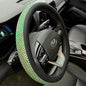 D Shaped Bling Comfy Steering Wheel Cover with Jumbo Crystal Rhinestones, Anti-Slip Diamond Leather, Flat Bottom 14.5-15 Inch (Vivid Green) - color: 910.Vivid Green, size: D Shaped/Flat Bottom[14 1/2''-15'']