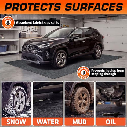 Armor All Garage Floor Mat (17' x 7'4"), Waterproof Garage Flooring, Absorbent, Premium Oil Spill Resistant Garage Pad, Durable, Protects Surfaces (Includes Double Sided Tape) (USA Made)