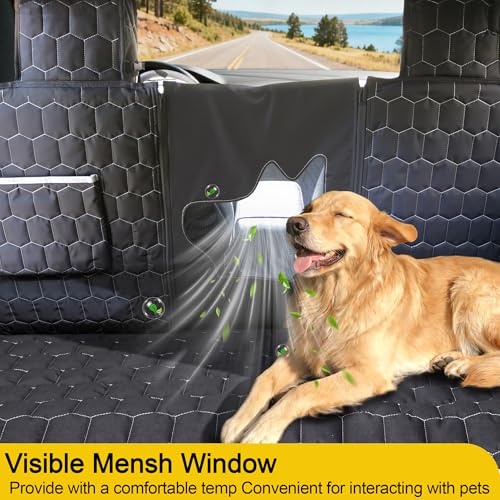 Dog Seat Covers for Tesla Model Y,Dog Hammock for Tesla with Side Flaps, 100% Waterproof Tesla Model Y Dog Accessories with Mesh Window & Headrest Protector Easy Clean up Pet Car Seat Cover - size: Cover Seat for Model Y
