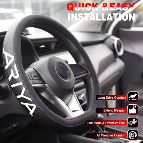 XITER Leather Steering Wheel Cover for Ariya 2023-2025,with Ariya Logo - color: Ariya 2023-2025,With "Ariya " LOGO