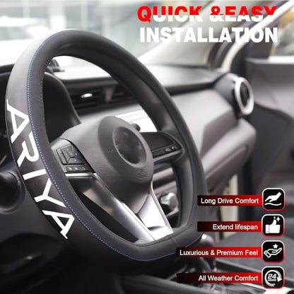 XITER Leather Steering Wheel Cover for Ariya 2023-2025,with Ariya Logo - color: Ariya 2023-2025,With "Ariya " LOGO