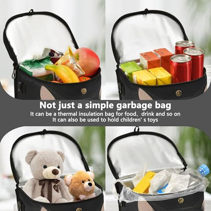 MNSRUU Car Trash Can with Lid, Black Cat Zipper Car Trash Bag Hanging Organizers and Storage for Front Back Seat, Leak-Proof Trash Bin - color: Cat A17107