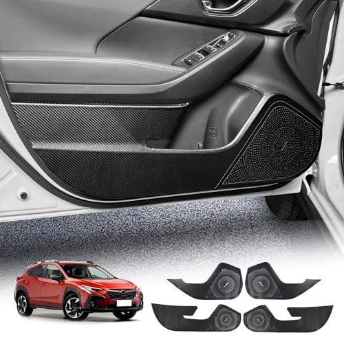 KUNGKIC for 2023 2024 2025 Subaru Crosstrek Car Door Anti Kick Pad Protective Stickers Interior Decals Accessories Protection Mat Carbon Fiber Pattern - color: Carbon Fiber Pattern
