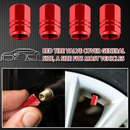 Frienda 28 Pcs Car Interior Accessories Including 20 Pcs Car Air Conditioner Decoration Strip 4 Non Slip Silicone Car Cup Coaster 4 Car Tire Valve Stem Caps for Most Cars SUVs Trucks(Red)