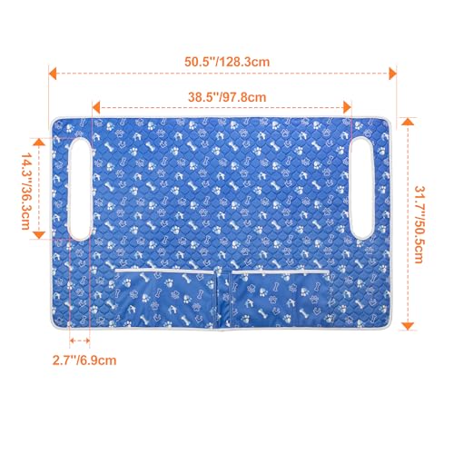 Golf Cart Seat Covers, Universal Golf Cart Seat Towel Blanket with 4 Front Pockets & Nonskid Bottom Fits for EZGO, Yamaha, Club Car and More 2 Person Seats Golf Carts - color: Blue Dog Paw Bone