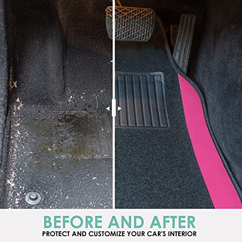 FH Group Automotive Floor Mats – Universal Fit Premium Carpet Car Mats with Driver Heel Pad, Full Set for Cars, SUVs & Trucks - Pink - color: Pink
