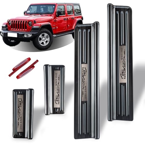 Rowa 304 Stainless Steel Door Sill Guards Compatible with Jeep Wrangler JL JLU 2018-2026 & Gladiator JT 2020-2026, Brushed Black Door Entry Guard Full Coverage - size: Brushed Black - 4 Door