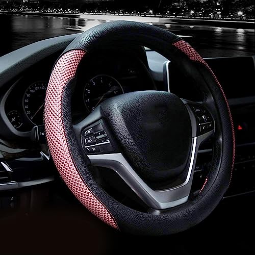 Valleycomfy Steering Wheel Cover with Microfiber Leather for Car Truck SUV 15 inch (Pink) - color: Z-Pink, size: Medium(Standard) Size[14.5"-15"]