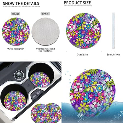 12 Pcs Daisy Flower Car Accessories Full Set for Women Girly Daisy Car Seat Cover Steering Wheel Cup Holder Armrest Pad Gear Shift Cover,Car Handbrake Cover,Fit for Most Truck SUV - color: Novelty Daisy