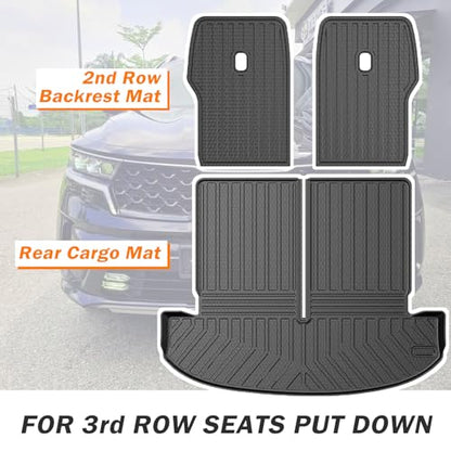 KUST Trunk Cargo Mat for Kia Sorento 2021-2025 2026 (6 Seats), TPE Rubber Rear Cargo Liner with 2nd Row Backrest Mat for Sorento Accessories All Weather Protection Cover 3PCS - style: Sorento 2021-2026 │ Trunk + Backrest Mat