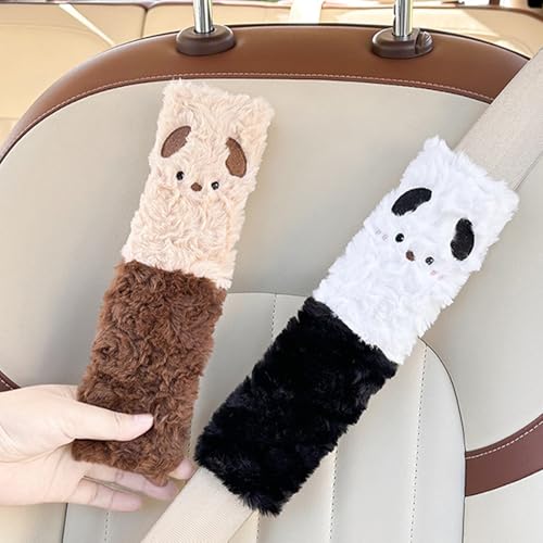 BoAn 2 PCS Seat Belt Cover Pad, Cute Kawaii Animal Dog Plush Seatbelt Covers for Adults, Soft Seat Belt Shoulder Cushion, Cartoon Seatbelt Pad, Car Seat Strap Pads for Interior Accessories - color: dog-1