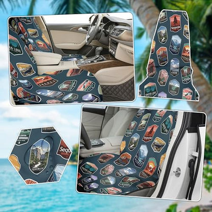 Car Seat Towel Cover After Gym, Car Seat Cover Towel – Sweatproof, Washable, Non-Slip Cover for Cars, SUVs (2 Pack, National Parks) - color: National Parks